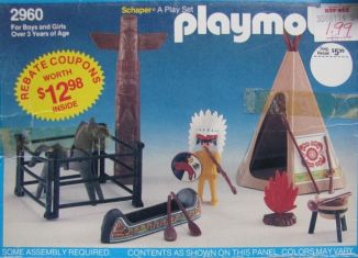 Playmobil - 2960-sch - Indian, horse, totem , canoe and tepee