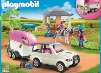 Playmobil - 5667v1 - Establo de caballos con coche y trailer