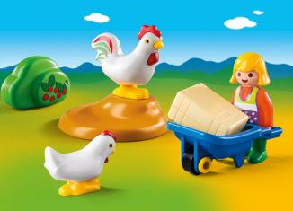 Playmobil - 6965 - Agricultrice avec brouette et coq