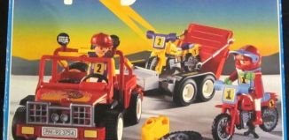 Playmobil - 3754v2 - Jeep rouge avec remorque & moto-cross