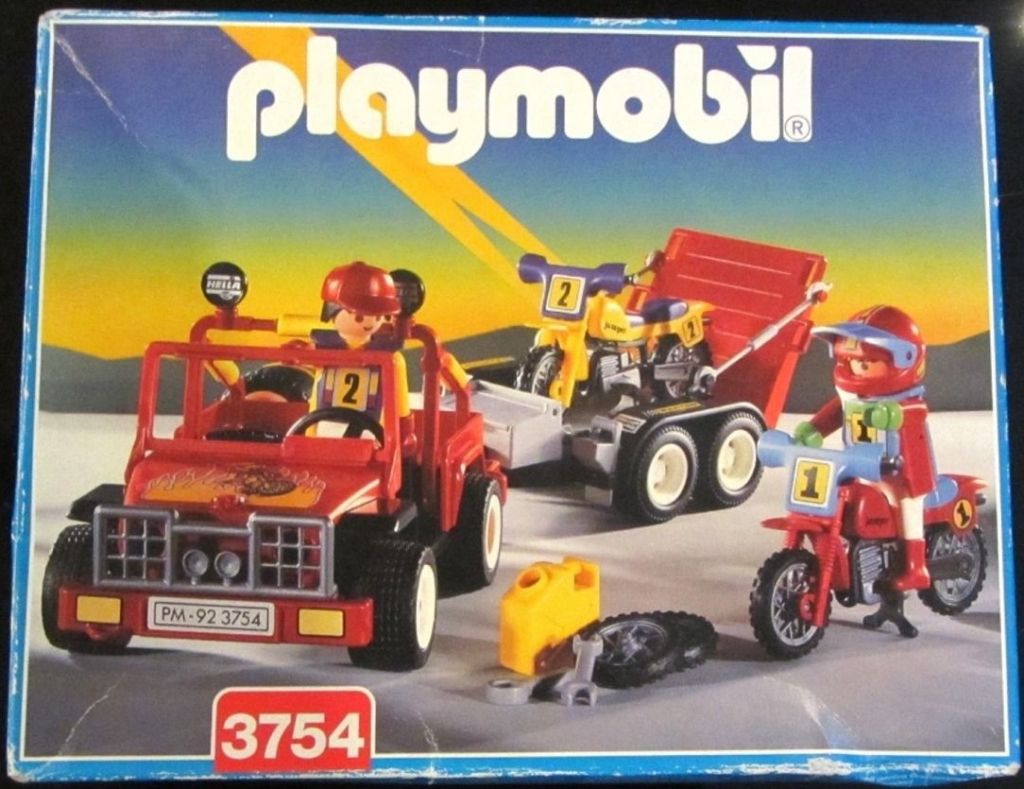 Ondeugd Amuseren Bandiet Playmobil Set: 3754v2 - Red jeep with trailer & dirt bikes - Klickypedia