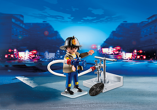 Playmobil Special plus 4795 Feuerwehrmann m Hydrant US Feuerwehr Rescue Neu OVP 