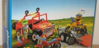 Playmobil - 3754v1-usa - Jeep rouge avec remorque & moto-cross