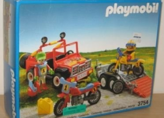Playmobil - 3754v1-usa - Red jeep with trailer & dirt bikes