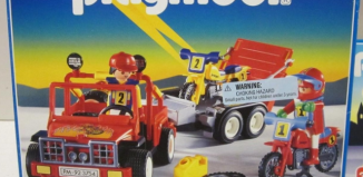 Playmobil - 3754v2-usa - Jeep rouge avec remorque & moto-cross