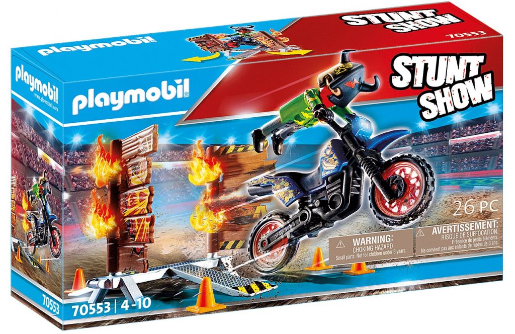 Playmobil 70553 - Stunt Show Motocross with Fiery Wall - Box