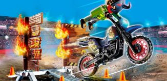 Playmobil - 70553 - Stunt Show Motocross with Fiery Wall