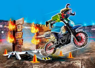 Playmobil - 70553 - Stunt Show Motocross with Fiery Wall