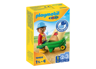 Playmobil - 70409 - Construction Worker with Wheelbarrow