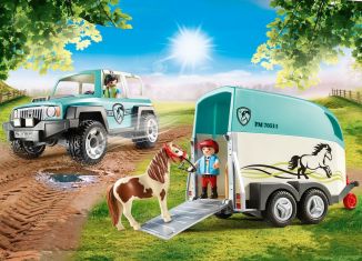 Playmobil - 70511 - Car with Pony Trailer
