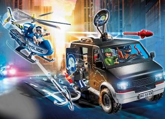 Playmobil - 70575 - Helicopter Pursuit with Runway Van