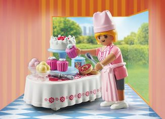Playmobil - 70381 - Baker with Dessert Table