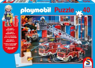 Playmobil - 56380 - Puzzle Feuerwache mit 40 Teilen und Feuerwehrmann-Figur