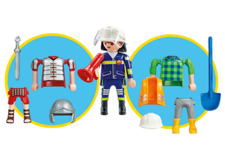 Playmobil - 6566 - DS Giveaway Boy, 3 klickys in 1: Fireman - Roman - Bricklayer