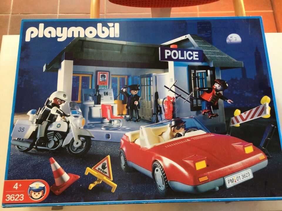 PLAYMOBIL 3623 Police Station Play Set Toy 2001 Corvette Helicopter Motorcycles for sale online 