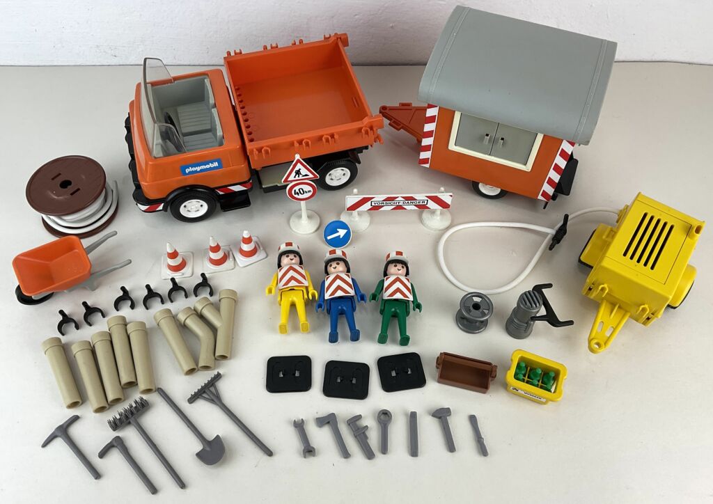 Playmobil 3474v2 - Road Workers with Truck and Trailer - Back