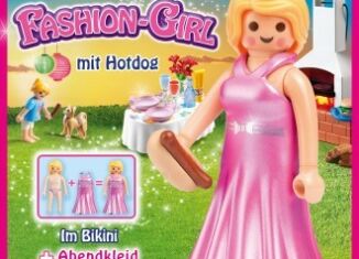 Playmobil - 30799163-ger - Fashion Girl with Hot Dog. With Bikini + Dinner Dress
