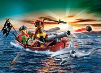 Playmobil - 70493 - pirates' rowboat with hammer shark