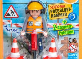 Playmobil - 30796503-ger - Construction worker with jackhammer und 2 pylons