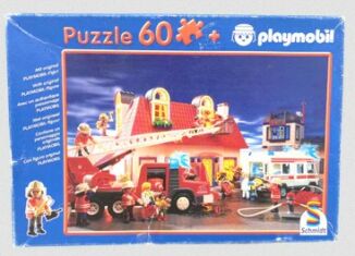 Playmobil - 55248 - Puzzle Feuerwache mit 60 Teilen und Feuerwehrmann-Figur