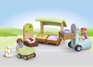 Playmobil - 71691 - JUNIOR: Organic Market Stall & Forklift