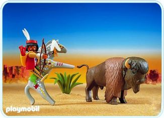 Playmobil - 3731v1-ger - Bison/indien/cheval