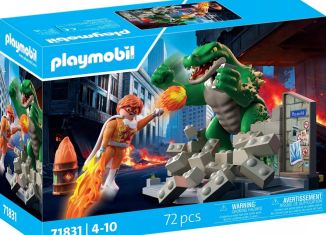 Playmobil - 71831 - Super-héros contre lézard géant