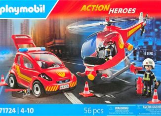 Playmobil - 71724-bel-fra - Fire Brigade with Helicopter and Cart