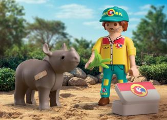 Playmobil - 72025 - Animal keeper and rhinoceros