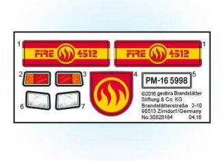 Playmobil - 30828184 - Sticker 5398 fire brigadekart