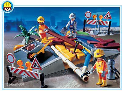 Playmobil 3126 -- Road Workers Construction Super Set -- 99% COMPLETE