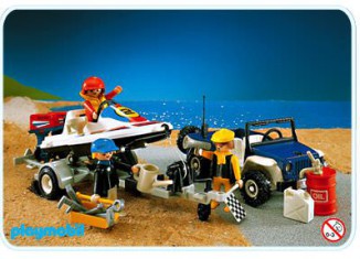 Playmobil - 3198 - Blue Jeep & speedboat