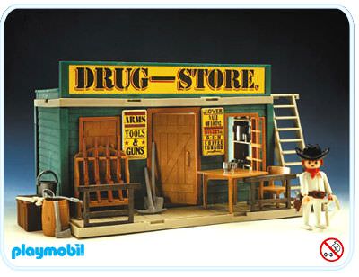 Playmobil Western Drug Store 3424 Regal Besteck Werkzeug Waffen Stühle