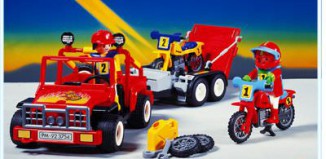Playmobil - 3754v1 - Jeep rouge avec remorque & moto-cross