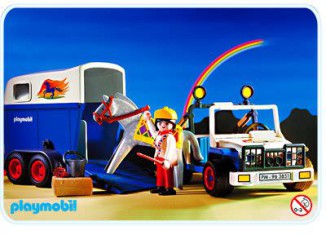 Playmobil - 3851-usa - Geländewagen mit Pferdeanhänger