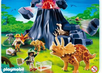 Playmobil - 4170 - Triceratops con bebé y volcán