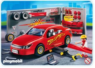 Playmobil - 4321 - Voiture de sport rouge avec atelier de tuning