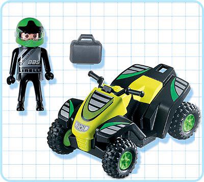Playmobil racing quad driver 4427 with green helmet & goggles s329 