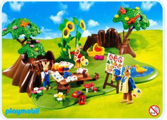 Playmobil - 4450 - Famille lapins atelier de peinture - Detail Playmobil - 4450 - Famille lapins atelier de peinture