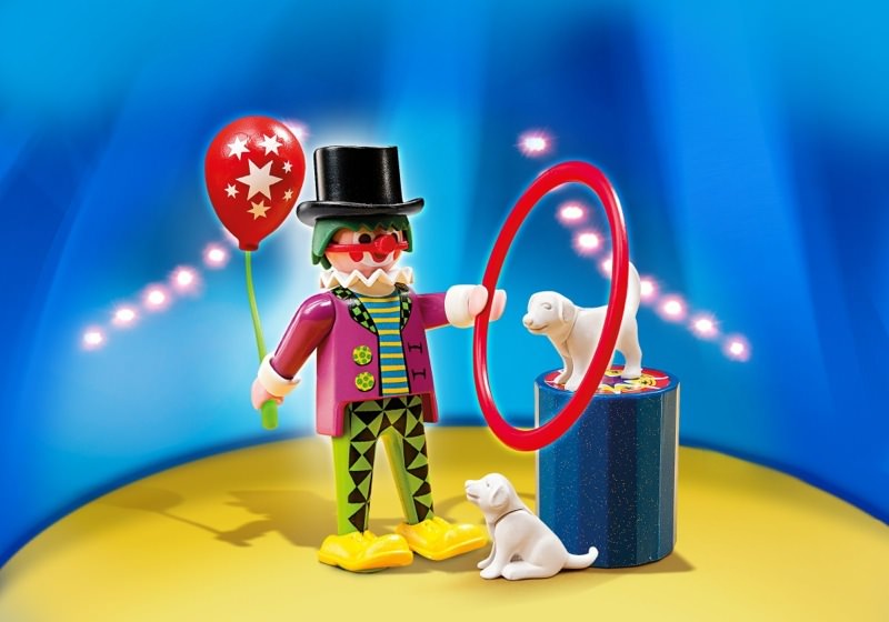 Industriel tilstødende springvand Playmobil Set: 4760 - Clown with Dog Show - Klickypedia