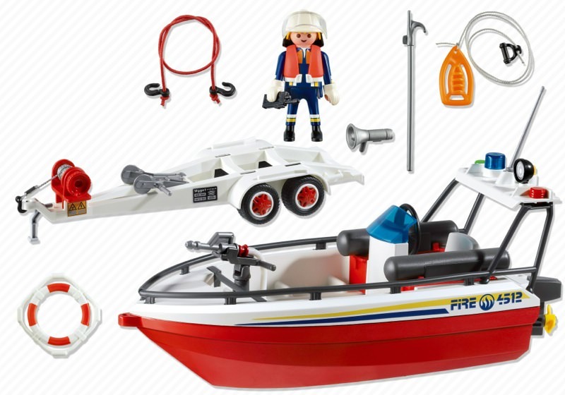 Playmobil 4823 - Fire Boat with Trailer - Back