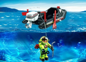Playmobil - 4910 - Dinghy with Diver - Detail Playmobil - 4910 - Dinghy with Diver