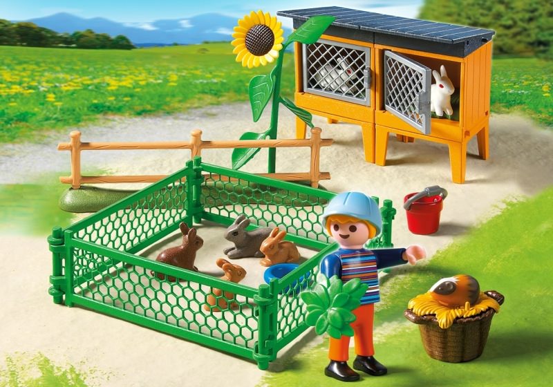 Details about   Playmobil animals RABBIT HUTCH ON PLATFORM TWO BROWN RABBITS CARROT 