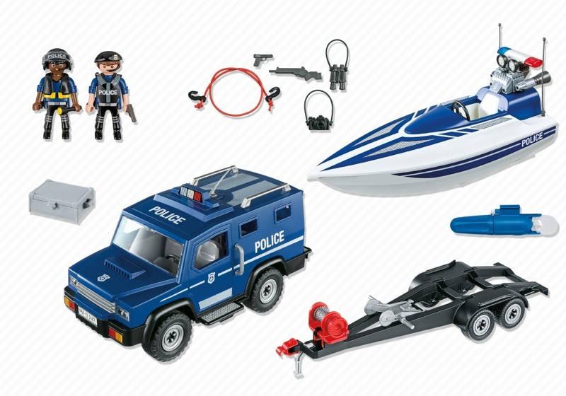 Playmobil 5187 - Polizei-Truck mit Speedboot - Back