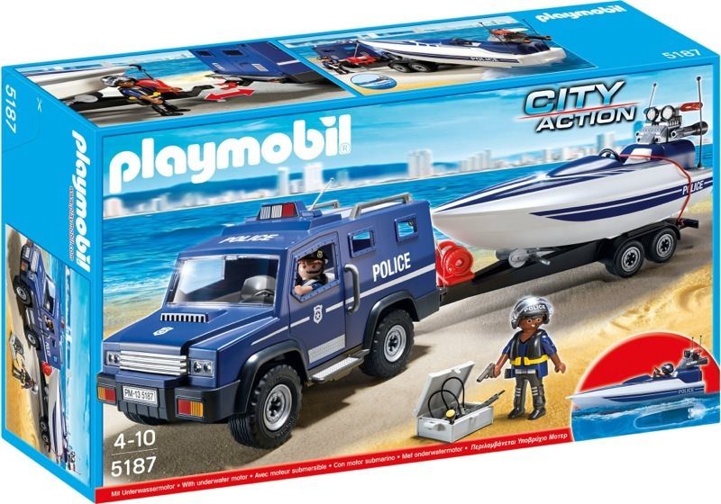 Playmobil 5187 - Polizei-Truck mit Speedboot - Box