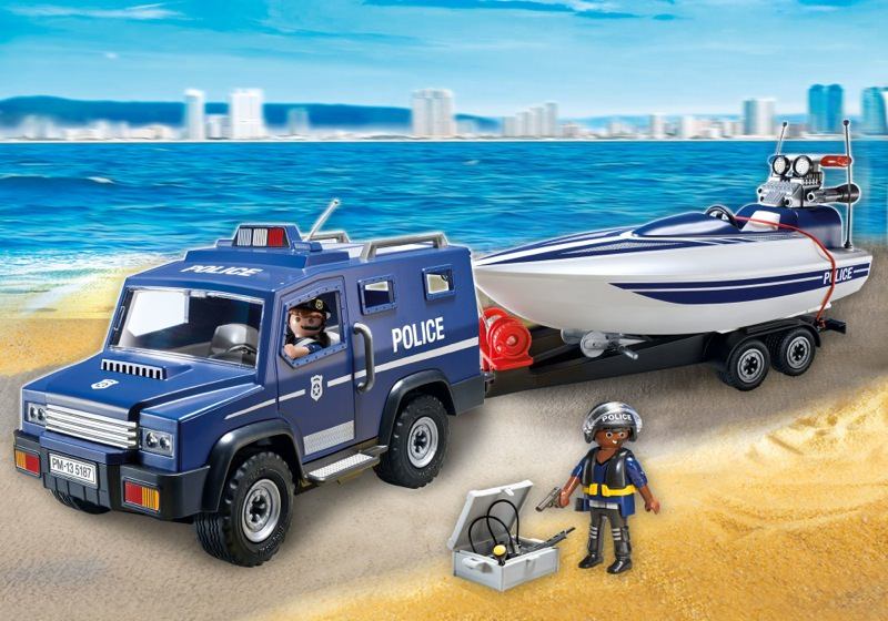 Playmobil Set: 5187 - Polizei-Truck Speedboot Klickypedia