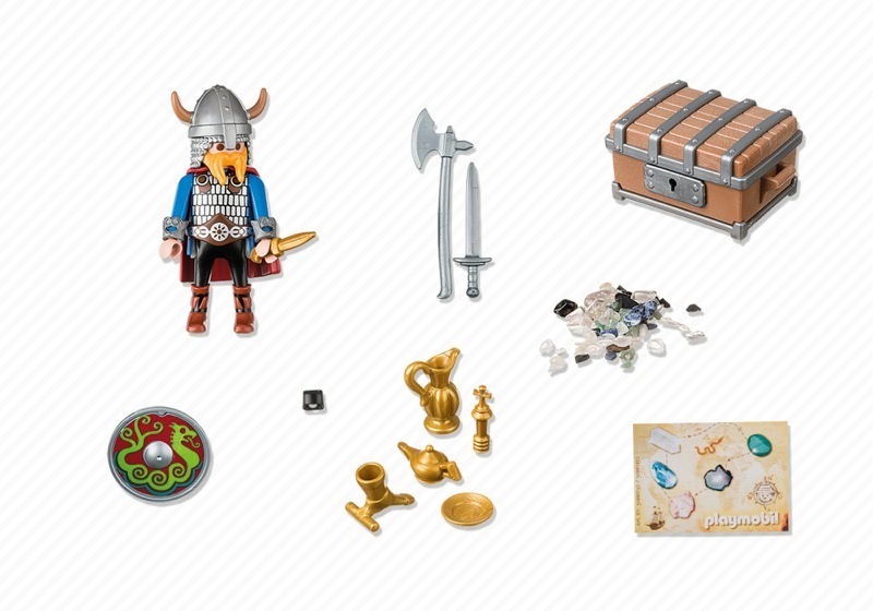 to play and collect Playmobil 5371 Vikings with combat gear and gold treasure 