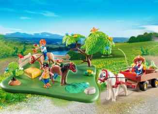 Playmobil - 5457 - 40th Anniversary Pony Pasture Compact Set + Pony Wagon