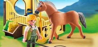 Playmobil - 5517 - Caballo del fiordo con horsebox marrón-amarillo