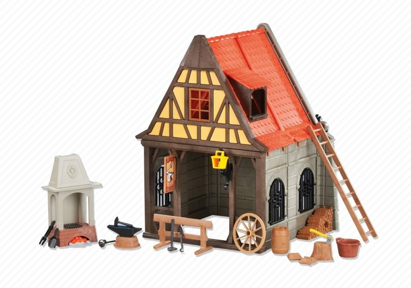 5971 playmobil medieval blacksmith for grinder or western